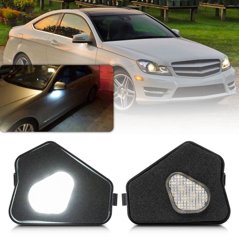 NSLUMO LED Side Under Mirror Puddle Courtesy Light für Mercedes Ben E-Klasse W212 A-Klasse W176 B-Klasse W246 C-Klasse W204 CLA GLA GLK LED Downlight Mirror Peripheral Rear View Lamp von NSLUMO