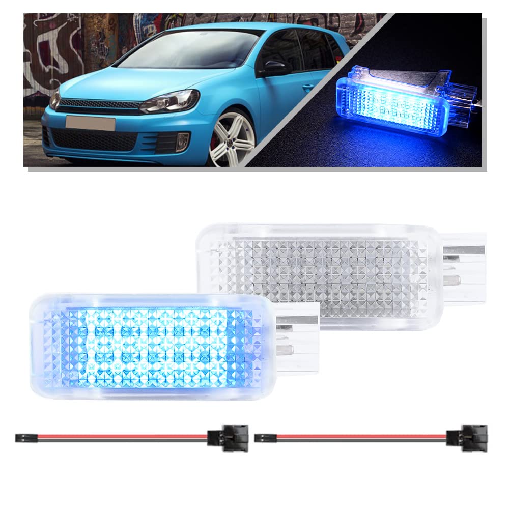 NSLUMO LED-Türinnenbeleuchtung blau für V/W Golf T/iguan J/etta P/assat B5 B6 Touareg S/Cirocco III 2x LED Fußraum Handschuhfach Kofferraumbeleuchtung Umgebungslicht von NSLUMO