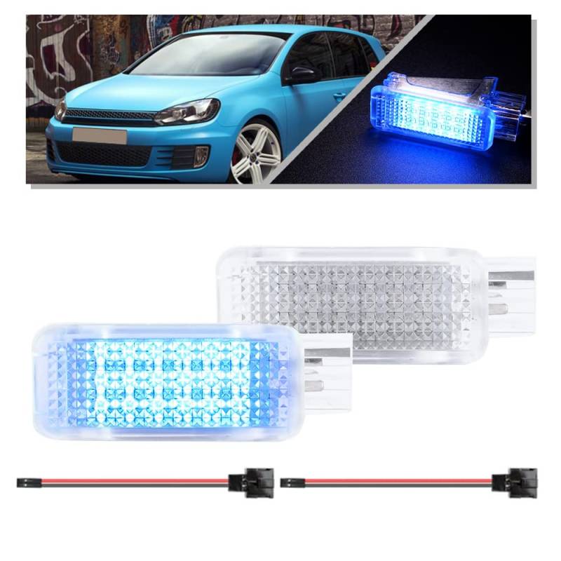 NSLUMO LED-Türinnenbeleuchtung blau für V/W Golf T/iguan J/etta P/assat B5 B6 Touareg S/Cirocco III 2x LED Fußraum Handschuhfach Kofferraumbeleuchtung Umgebungslicht von NSLUMO