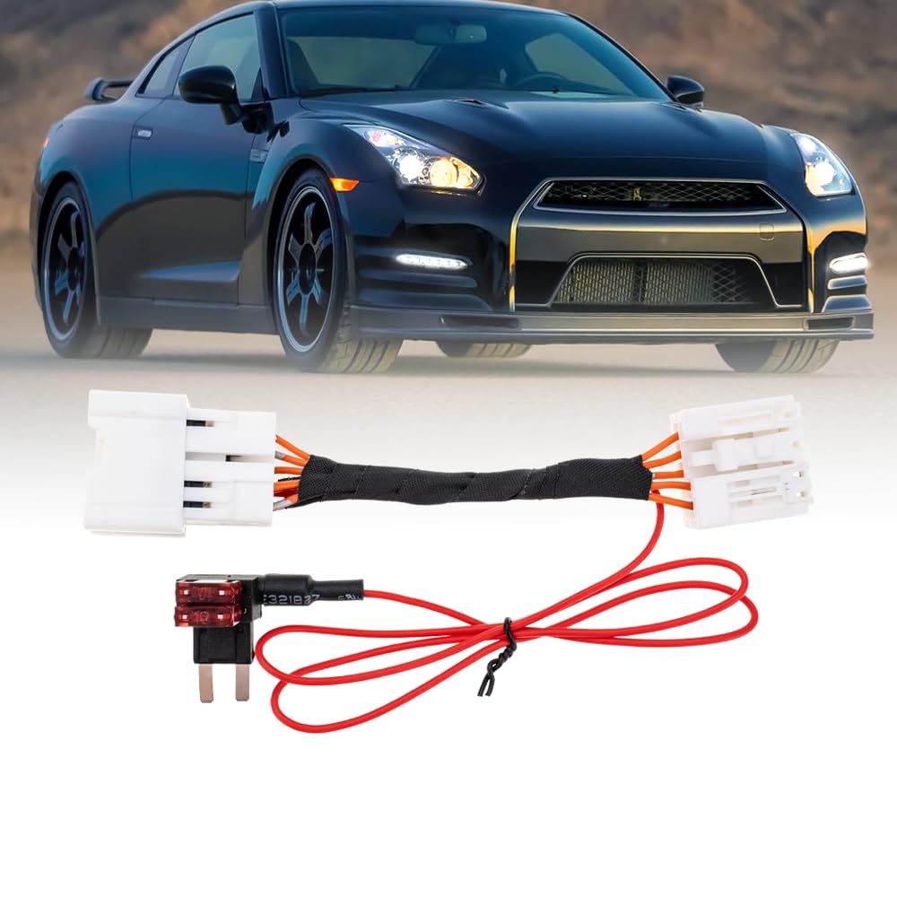 NSLUMO DRL Kabelbaum/Adapter/Jumper für 2012-2016 Nis.san GT-R R35 DBA, Scheinwerfer Halo Kabelbaum Nebelscheinwerfer DRL Always.On Modul/Kit Plug-and-Play High-Low Beam Adapter Kit von NSLUMO