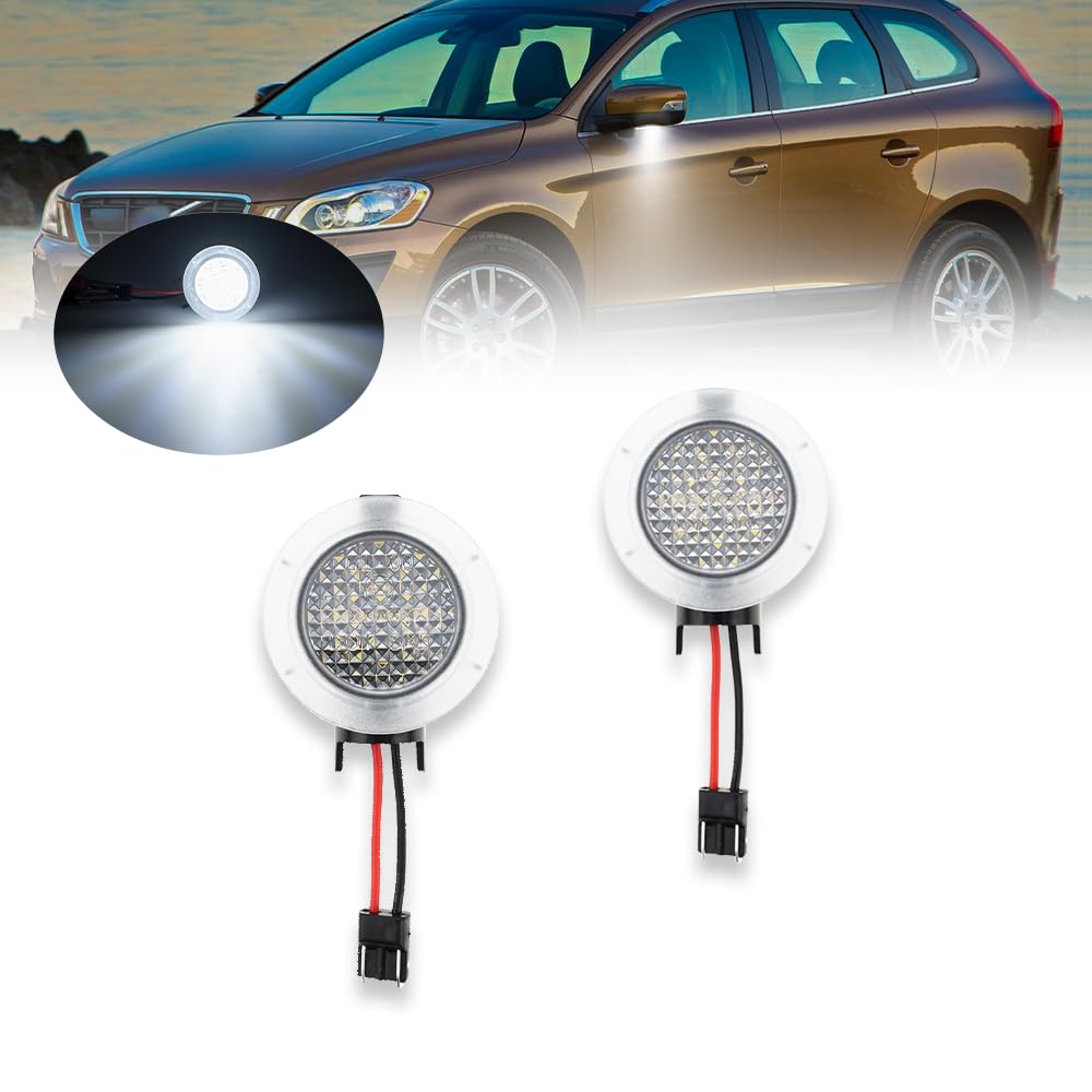 NSLUMO LED Puddle Licht Auto Spiegel für Vo.lvo XC60 2008-2017 LED Wassergraben Lichter Canbus Rückspiegel Begrüßungslicht, Hohe Helligkeit Auto Puddle Lights, Türbeleuchtung, Außenspiegel Beleuchtung von NSLUMO