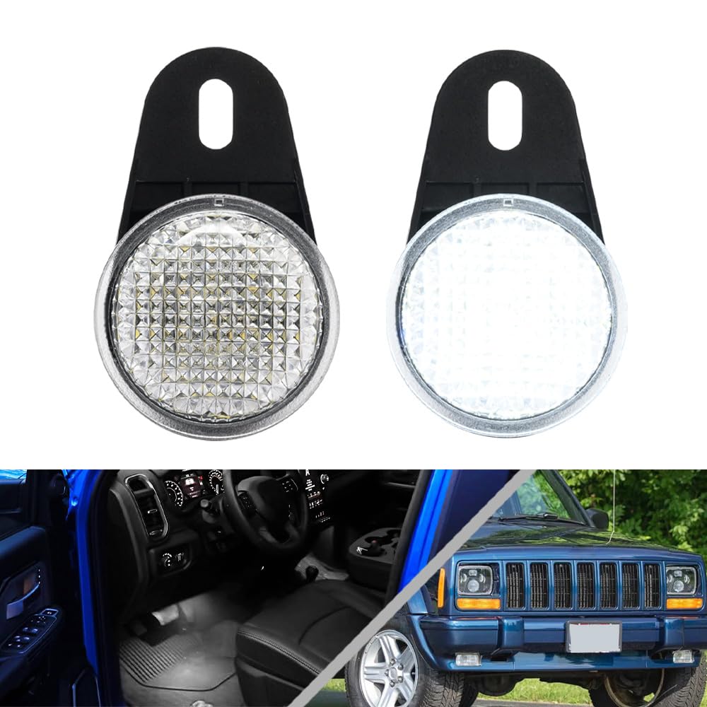 Nslumo 2 Stück LED Innenleuchte Fußraum Kofferraum Einstieg für Jeep Cherokee XJ Wrangler TJ Grand Cherokee ZJ WEISS Fußraumbeleuchtung von NSLUMO