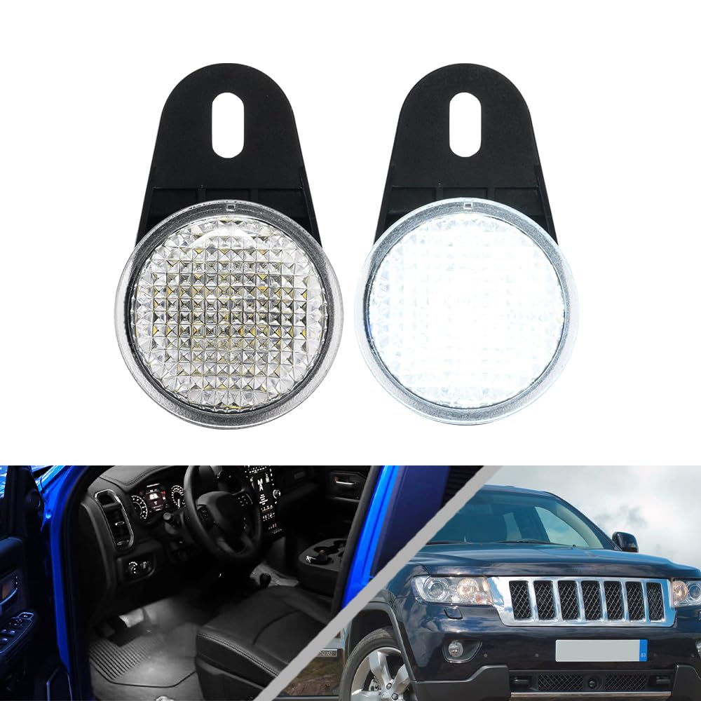 Nslumo 2 Stück LED Innenleuchte Fußraum Kofferraum Einstieg für Jeep Wrangler Cherokee Grand Cherokee Commander für Dodg.e Nitro WEISS Fußraumbeleuchtung von NSLUMO