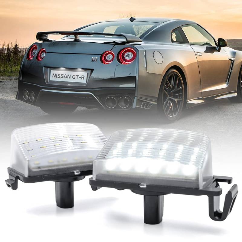 NSLUMO 2 Stück LED Kennzeichenbeleuchtung für Nissan 350Z Z33 370Z Z34 GT-R R35 Versa Cube Leaf für Infiniti G25 G35 G37 S60 von NSLUMO