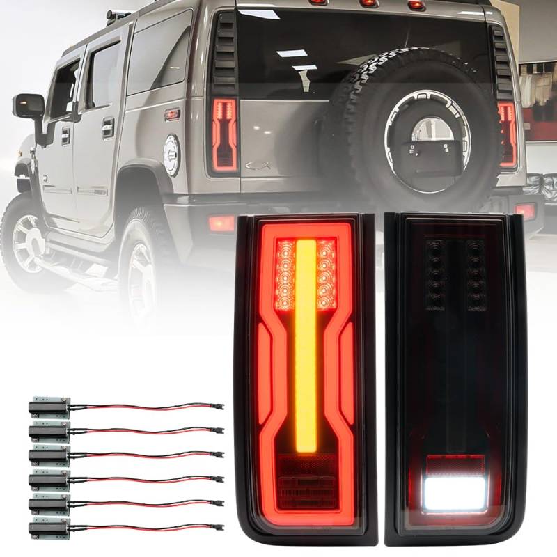 Nslumo H2 LED-Rücklicht für 2003 2004 2005 2006 2007 2008 2009 Hummer H2 SUV Heckstoßstange Rücklichter Blinker Geräucherte Linse Rückfahr-Backup-Feststellbremse Stopp-Kombilampen-Montage von NSLUMO