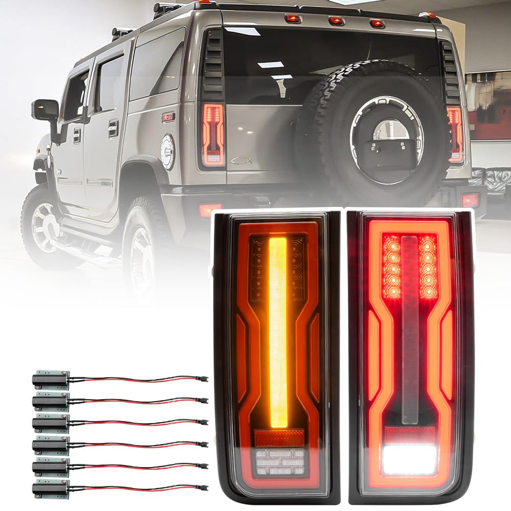 Nslumo H2 LED-Rücklicht für 2003 2004 2005 2006 2007 2008 2009 Hummer H2 SUV Heckstoßstange Rücklichter Blinker Klare Linse Rückfahr-Backup-Feststellbremse Stopp-Kombilampen-Montage von NSLUMO