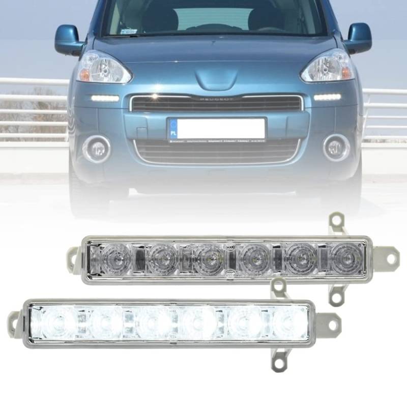 Nslumo LED DRL Tagfahrlicht für Citroën Berlingo für Peugeot Partner für Opel Zafira Life I Vivaro mk3 Xenon weiß LED Nebelscheinwerfer DLR City Lampe 2St von NSLUMO