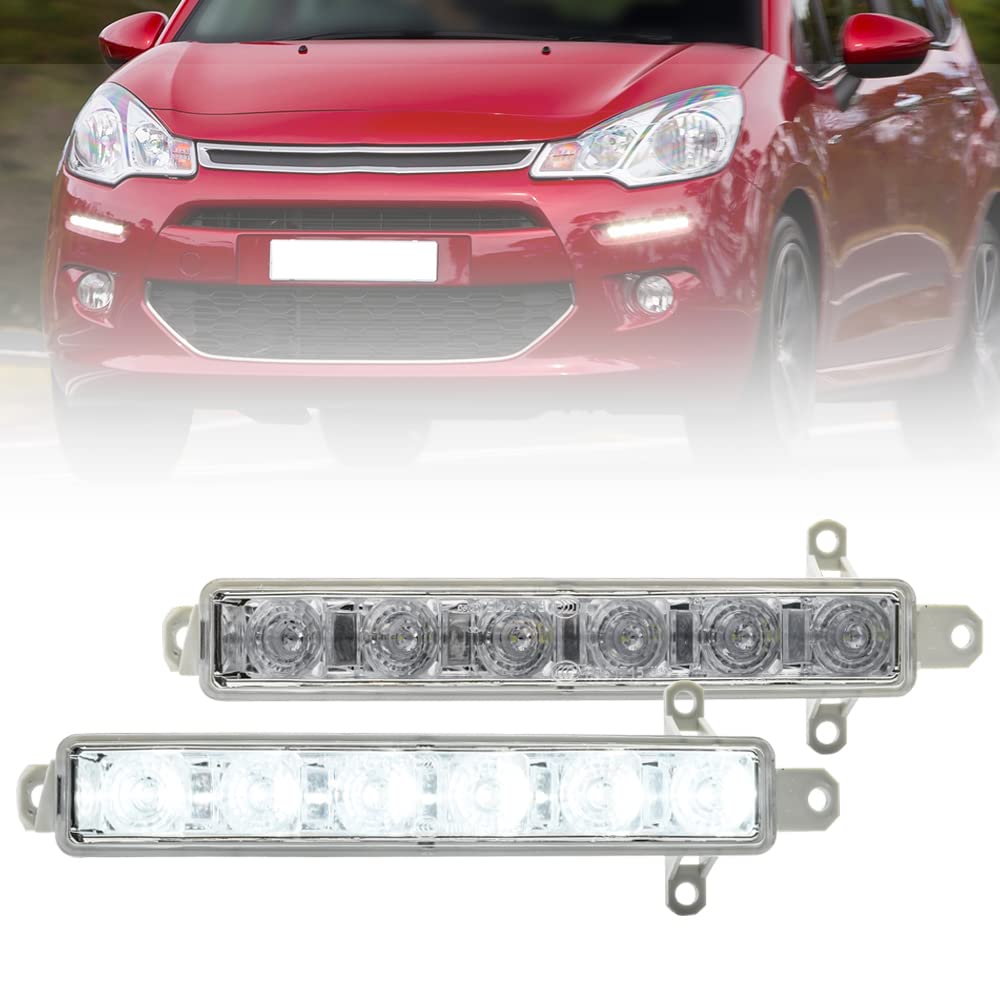 Nslumo LED DRL Tagfahrlicht für Citroën C3 C1 Berlingo für Peugeot 308 107 108 Partner für Toyo.ta Aygo Xenon weiß LED Nebelscheinwerfer DLR City Lampe 2St von NSLUMO