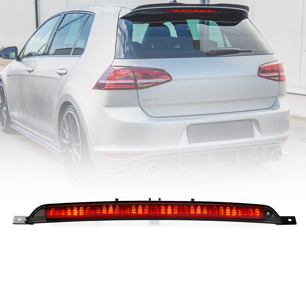 Nslumo LED-Drittes Bremslicht für V/W Golf GTI schwarze Linse hochmontiertes Bremslicht hinten in der Mitte für Golf GTE GTD E-Golf T-Roc zusätzliche hochwertige dritte Bremsleuchte von NSLUMO