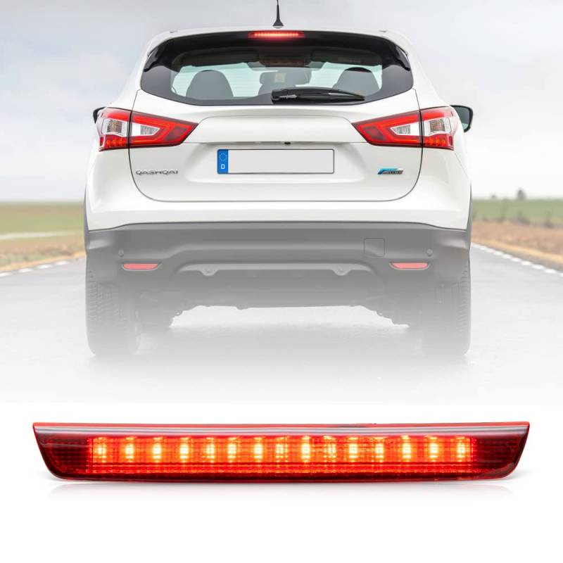 Rote Linse, rote LED, drittes Bremslicht für Nissan Qashqai J11 2014 2015 2016 2017 2018 2019 2020 2021, hintere mittlere Bremslicht, OEM#: 265904EA0A von NSLUMO