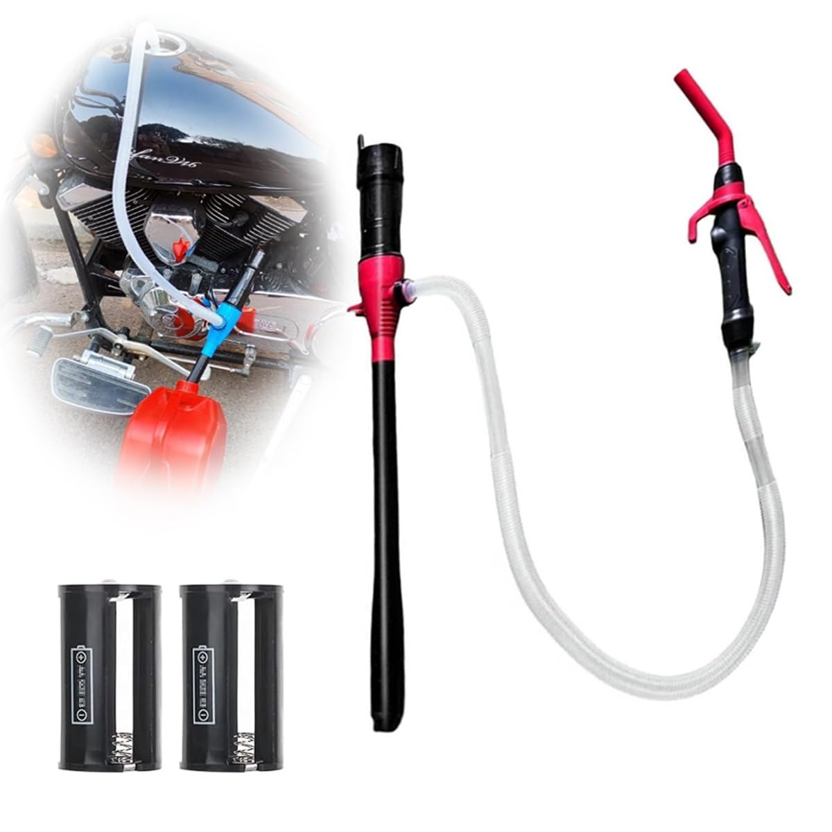 Tragbare Pumpe mit Akku Tragbare batteriebetriebene Gaspumpe Batteriebetriebener Siphon Flüssigkeitsabsauger Tragbare Wassertransferpumpe Batteriebetriebene Siphonpumpe(Red) von NTDMSFWM