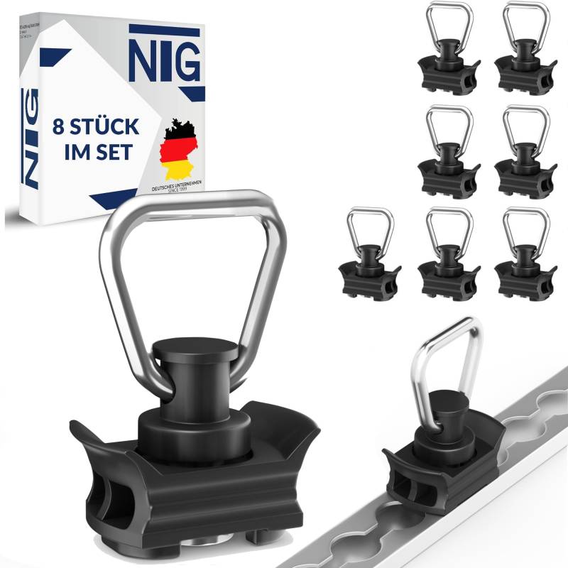 NTG Airlineschiene Fitting aus Kunststoff (8 Stück) | Airline Fitting mit 1000kg Bruchlast in Schwarz | Einfachendbeschlag für Zurrschienen | Flugösen zur Ladungssicherung in Anhänger & PKW von NTG