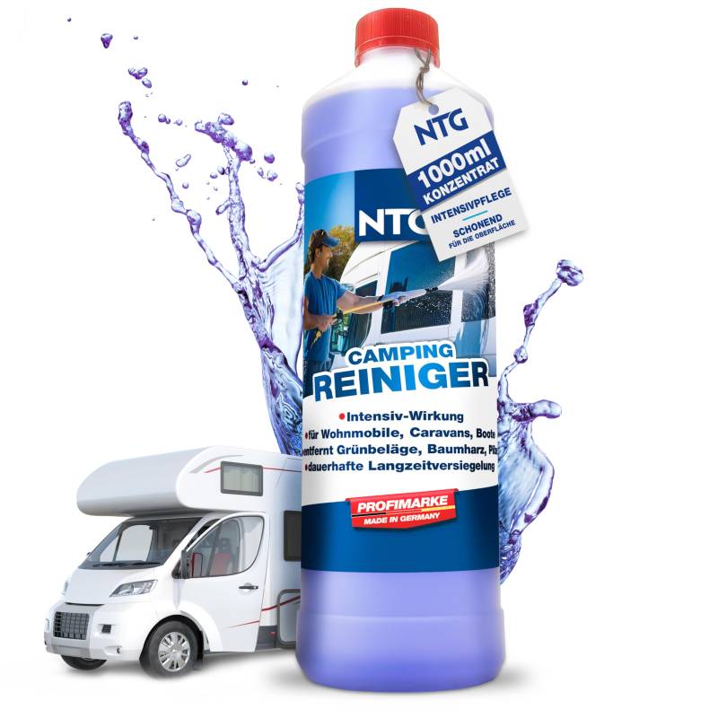 NTG Caravan und Wohnmobil Reiniger High Power Cleaner (1000 ml) für Außenreinigung – Effektiv gegen Regenstreifen, Schmutz und Flecken – Wohnwagen Pflege, Fensterreiniger, Versiegelung (1l (1er Pack)) von NTG