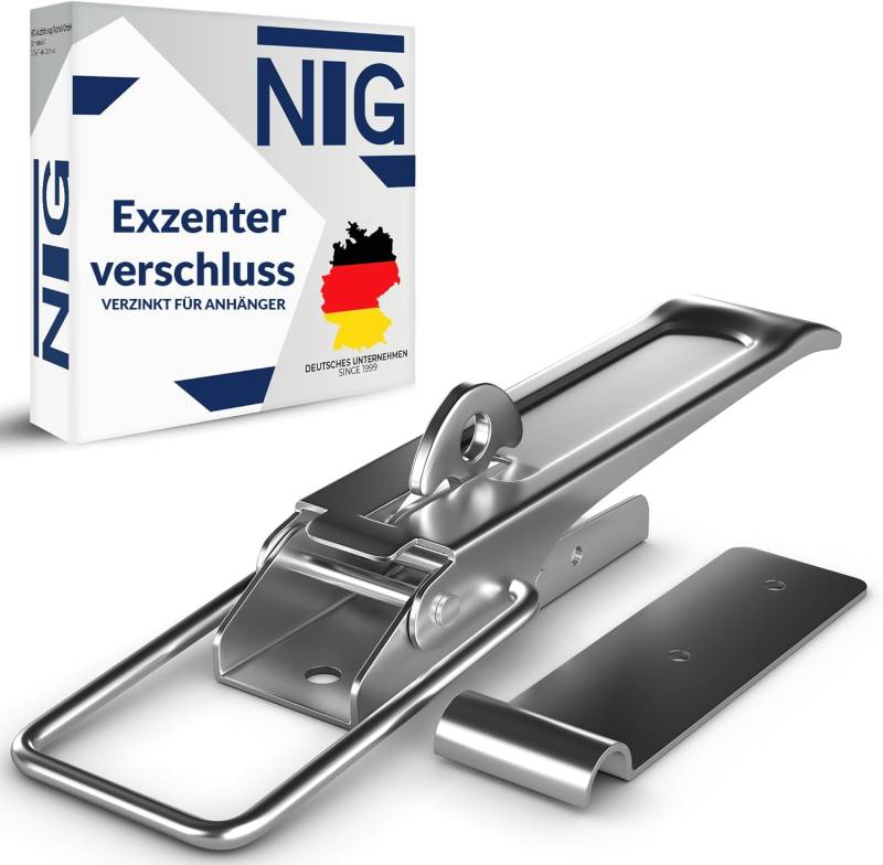 NTG Exzenterverschluss mit Befestigungsplatte | 210 mm | verzinkt und Witterungsbeständig | Anhänger Spannverschluss | Bordwandverschluss | Hebelverschluss | Anhängerverschluss (1 Stück) von NTG