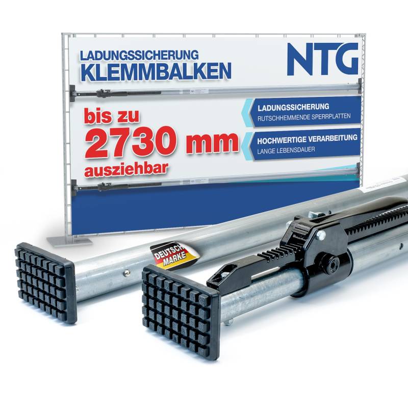 NTG Klemmbalken Sperrbalken, Sperrlatte, Stahl, 1372-2730 mm, Ladungssicherung und Transportsicherung für PKW LKW Anhänger Camper und Transporter (1 Stück) von NTG