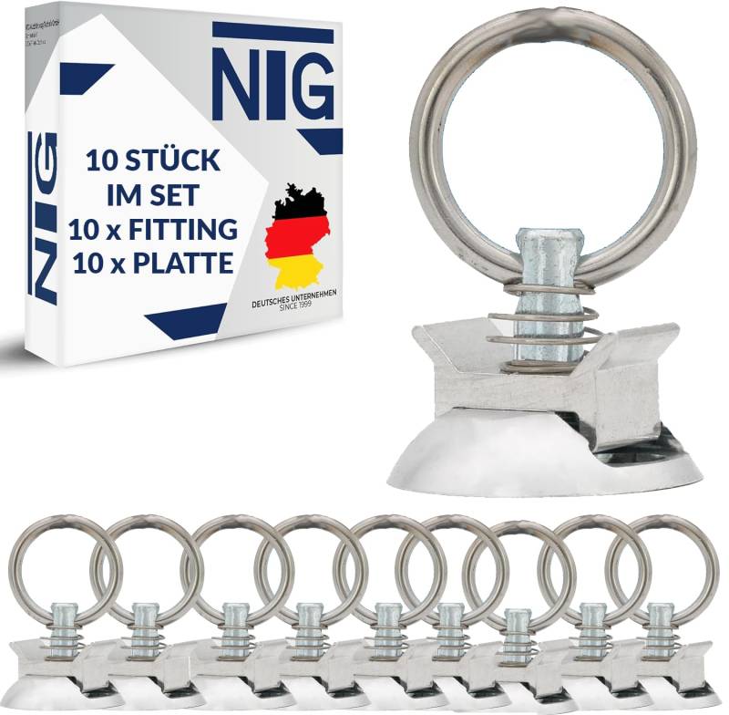 NTG Zurrpunkt-Set für Airlineschiene | 20-teilig | Zurrschiene | runde Form Ladungssicherung aus Aluminium - Zuverlässige Sicherung Ihrer Ladung beim Transport! von NTG