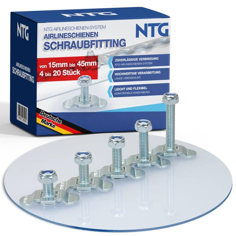 Schraubfitting Airlineschiene Fitting Single Endbeschlag f. Zurrschiene 1-20 STK (10 Stück (15 mm)) von NTG