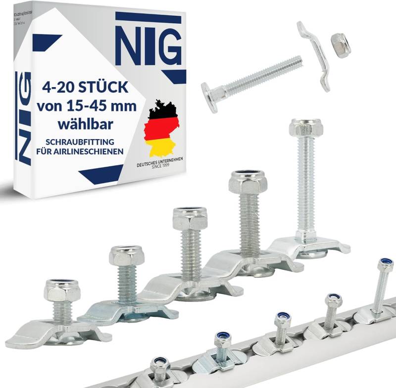 Schraubfitting für Airlineschiene (1-20 Stück) Fitting Single Endbeschlag - Set 4 Stück - 20 mm von NTG