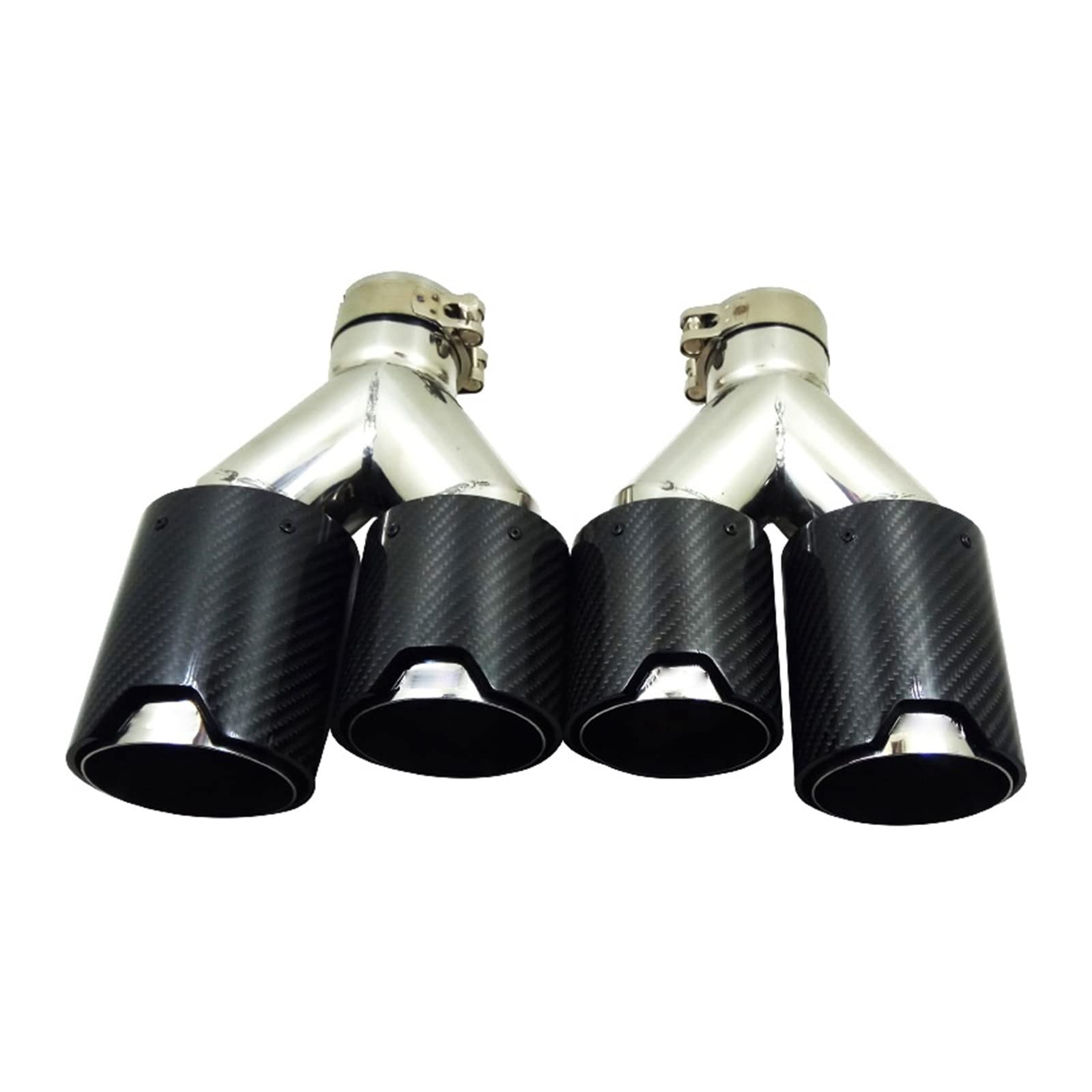 2 stücke Dual Carbon Faser Universal Auto Auspuffsysteme Tip End Mufflers Rohr Mit M Logo Glänzend/Matt Schwarz Auto Zubehör(63-101 Matt Silber) von NTOLAMPIX