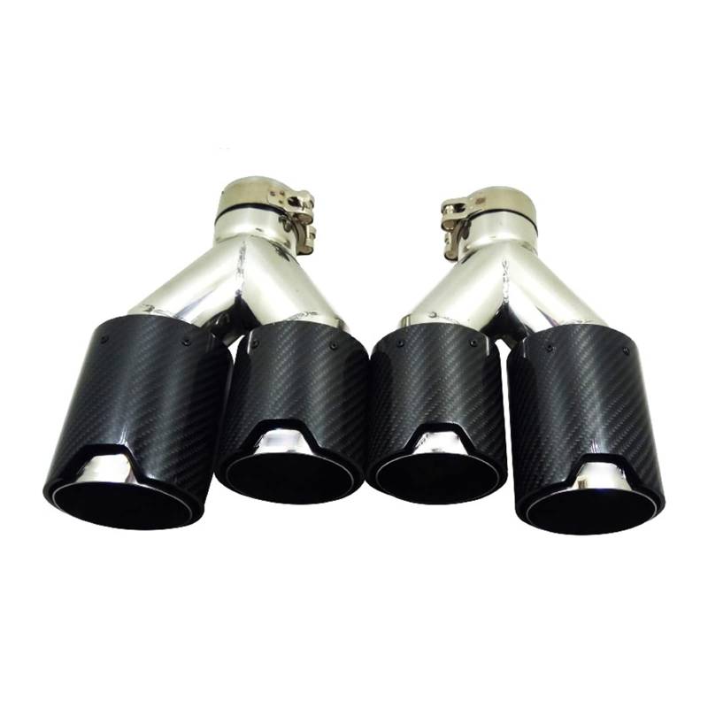 2 stücke Dual Carbon Faser Universal Auto Auspuffsysteme Tip End Mufflers Rohr Mit M Logo Glänzend/Matt Schwarz Auto Zubehör(63-89 Matt Silver) von NTOLAMPIX