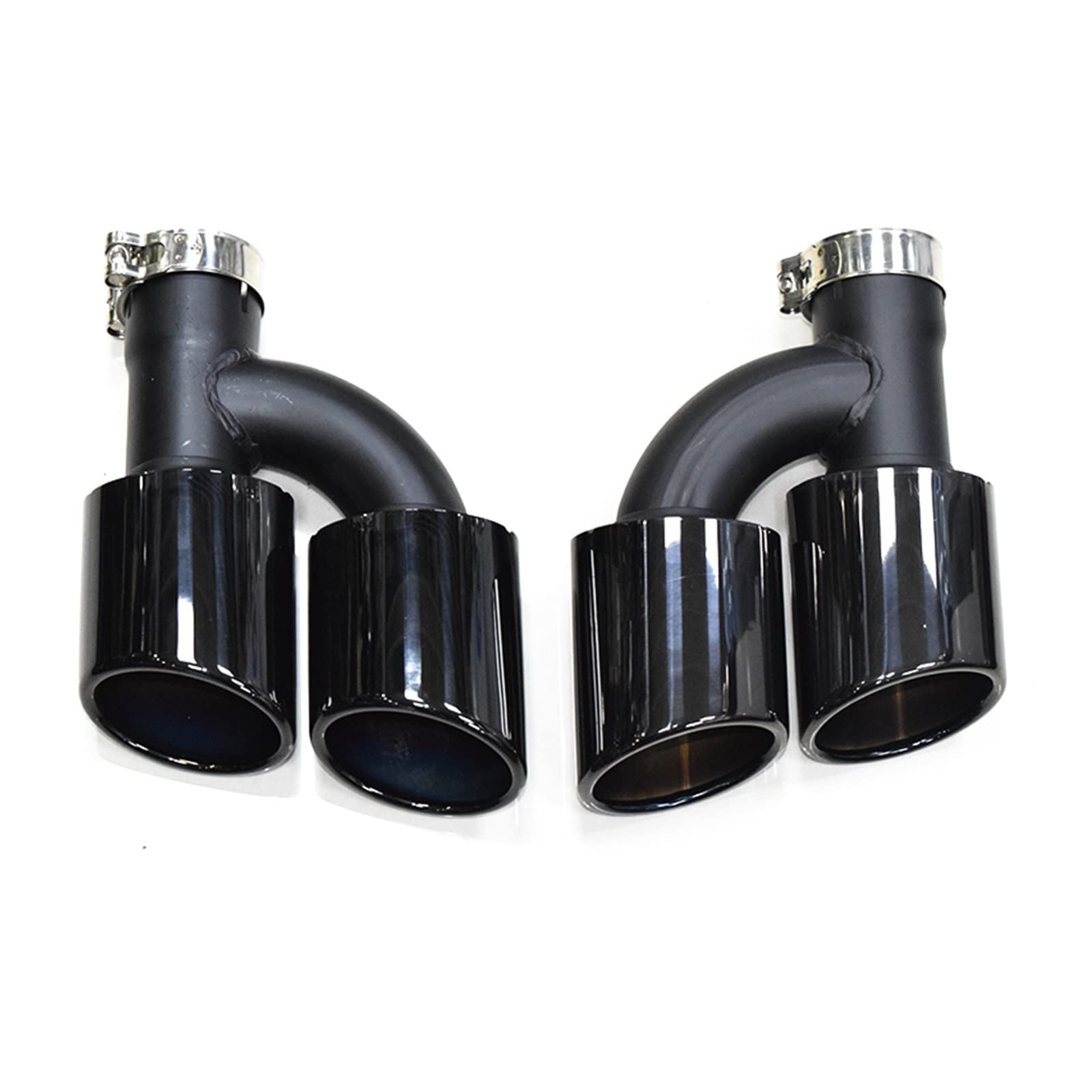 2pcs/set Dual Out Stainless Steel Rear Exhaust Pipe Compatible With A4 A5 A6 A7 Up To S4 S5 S6 S7 Black Muffler Tip 60mm Tailpipe(Black A) von NTOLAMPIX