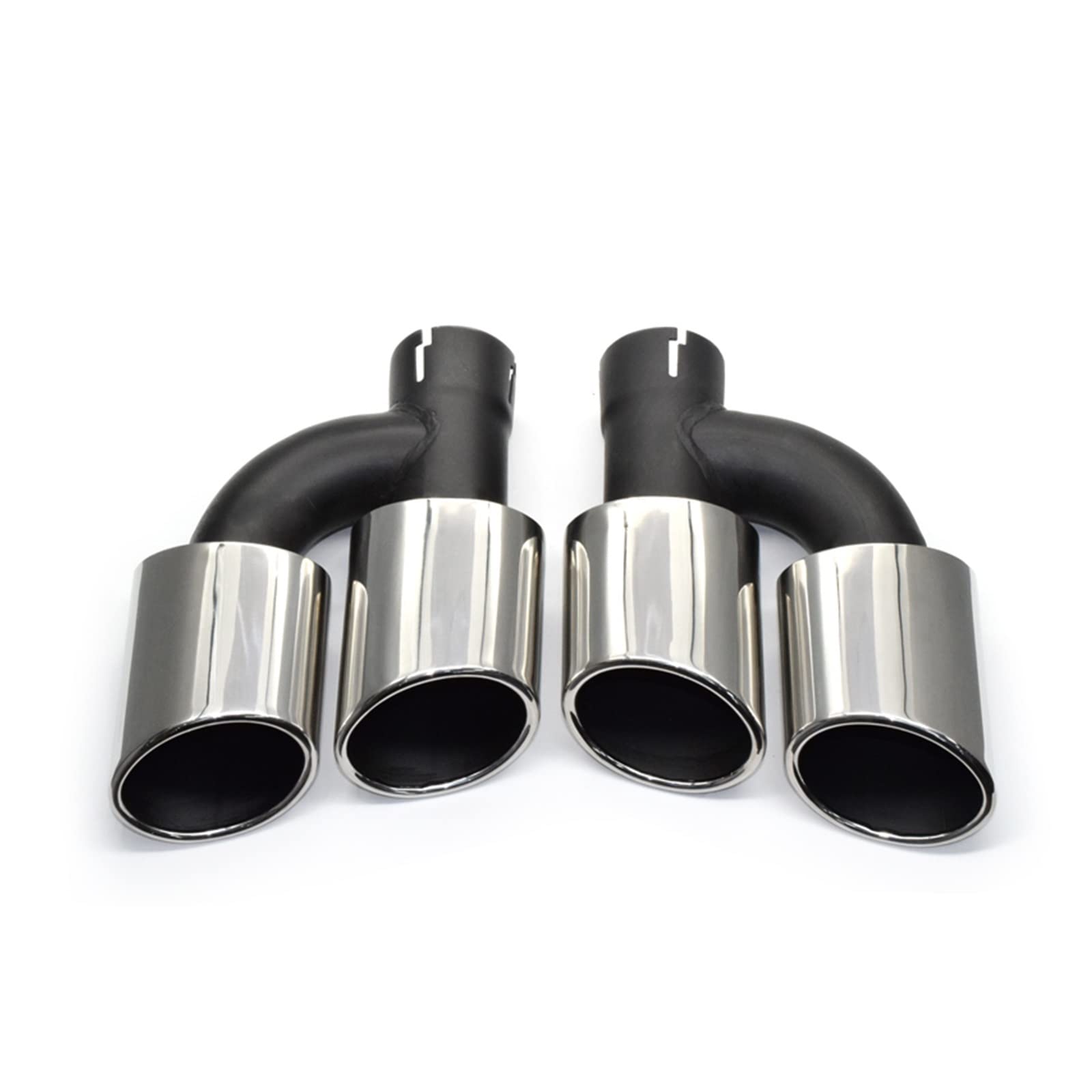 2pcs/set Dual Out Stainless Steel Rear Exhaust Pipe Compatible With A4 A5 A6 A7 Up To S4 S5 S6 S7 Black Muffler Tip 60mm Tailpipe(Silver A) von NTOLAMPIX