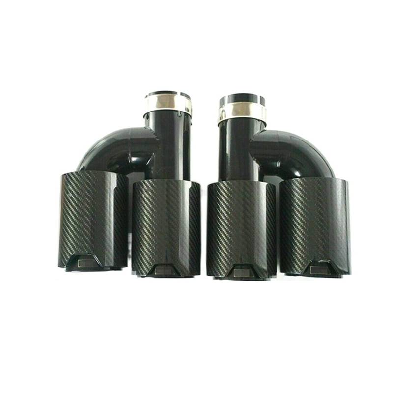 2pcs Carbon Fiber Universal Tip H Shape Double Exit Exhaust Pipe Mufflers Nozzle Decoration Compatible With M/W M Gloss All Black(76mm-101mm) von NTOLAMPIX