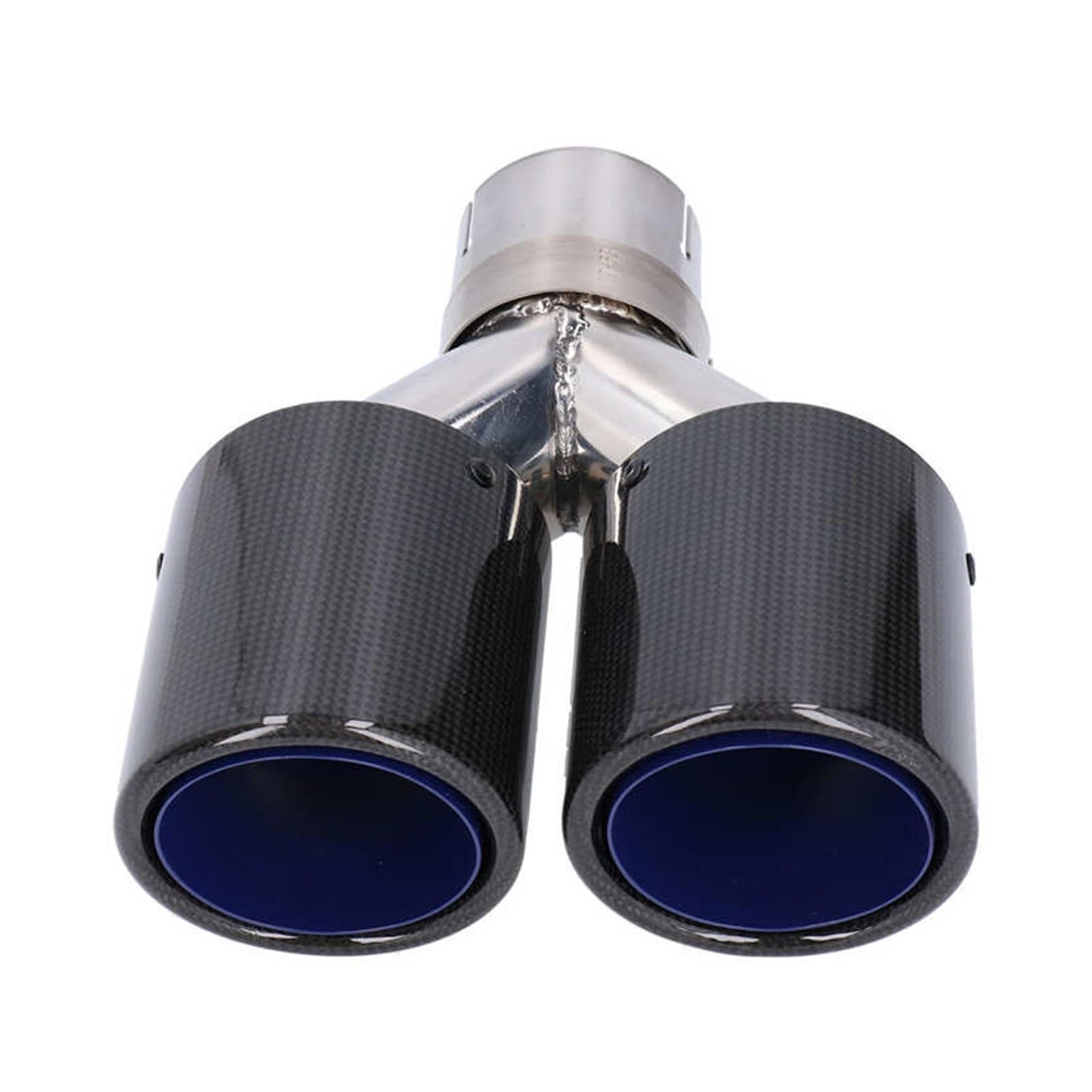 Carbon Fiber Dual Exhaust Tip Glossy Y Shape Tail Pipe with Clamp Stainless Steel Auto Accesssory von NTOLAMPIX