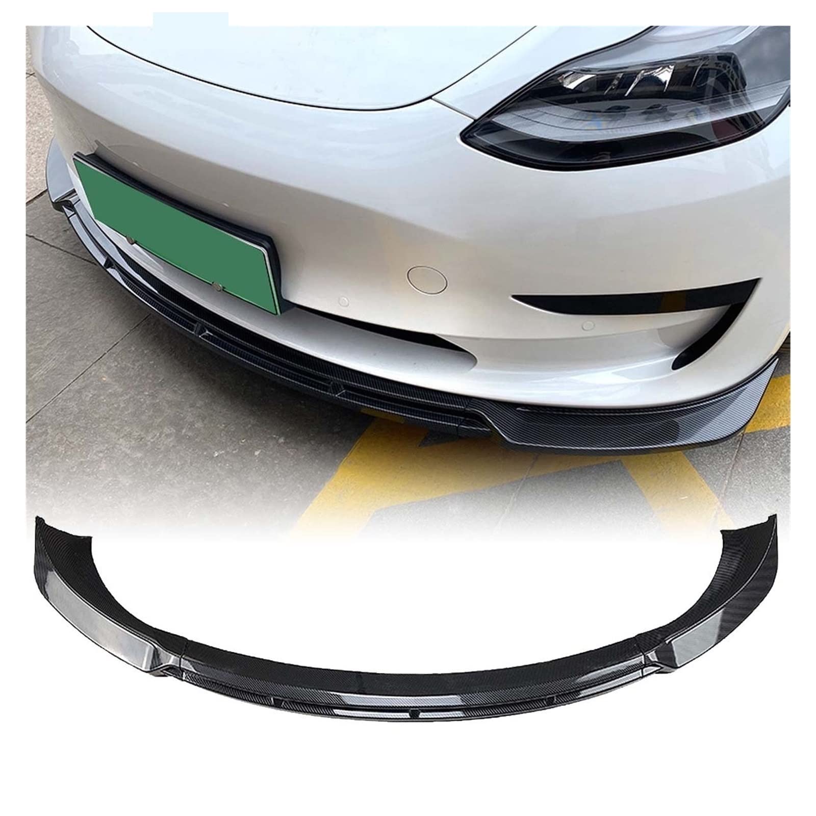 Compatible With Tesla Model 3 2017-2021 Front Bumper Lip Spoiler Side Splitter Cover Deflector Guards Protection Body Kit Car Accessories(A) von NTOLAMPIX