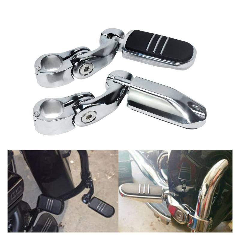 NTOLAMPIX Chrom-Fußstütze für Motorrad, 32 mm, Straßen-Motorschutz, Fußstütze, Fußstütze, kompatibel mit Harley Touring Dyna Sportster Softail (Chrome Pegs Set) von NTOLAMPIX