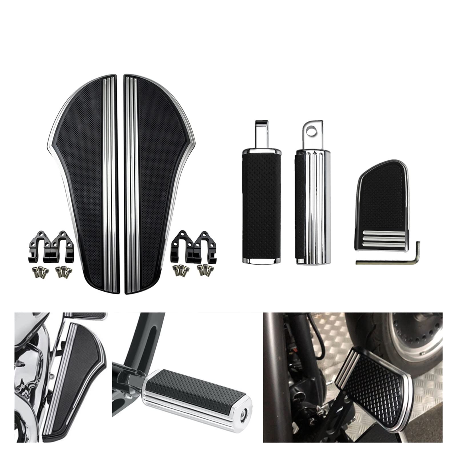 NTOLAMPIX Set mit Bremspedalabdeckung und Fußstütze, männlich, CNC, für Motorrad, kompatibel mit Harley Touring Softail FLD Dyna Electra Glide von NTOLAMPIX