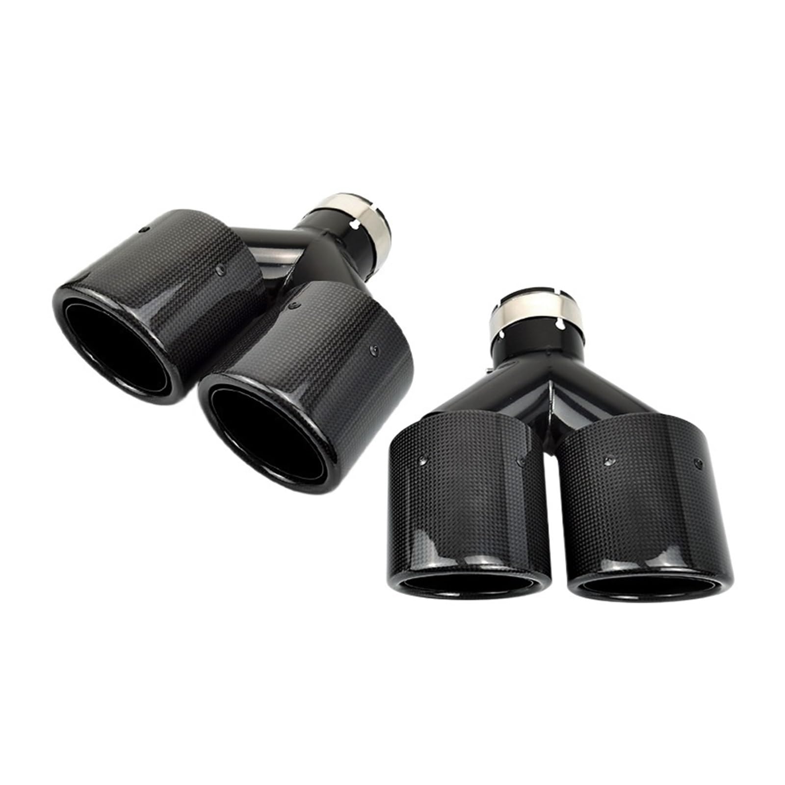 Universal Carbon Fiber Exhaust Tip 304 Stainless Steel Muffler Tip Tail Pipe Accessories(Left 60mm-101mm) von NTOLAMPIX