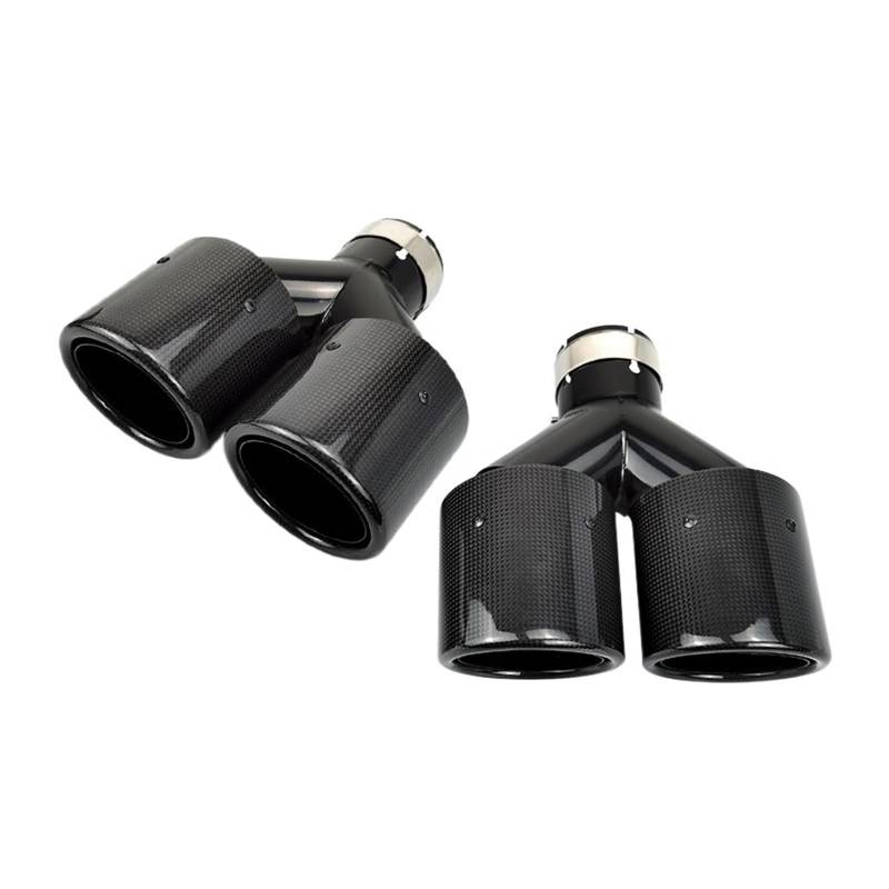 Universal Carbon Fiber Exhaust Tip 304 Stainless Steel Muffler Tip Tail Pipe Accessories(Right 63mm-89mm) von NTOLAMPIX