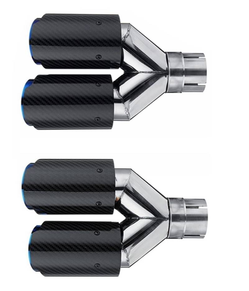 Universal Kohlefaser Schalldämpfer Spitze Y-Form Doppelausgang Auspuffrohr Schalldämpfer Düse Dekoration Zubehör, kompatibel mit Fahrzeugen(63MM IN -89MM OUT) von NTOLAMPIX