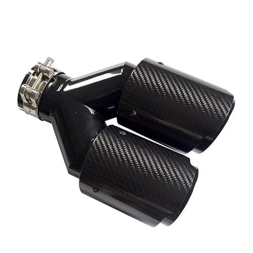 Y Shape Double Exit Exhaust Pipe carbon fiber Nozzle Compatible With muffler Tuning universal Compatible With exhaust tip Stainless(Left Inlet51-Out114) von NTOLAMPIX