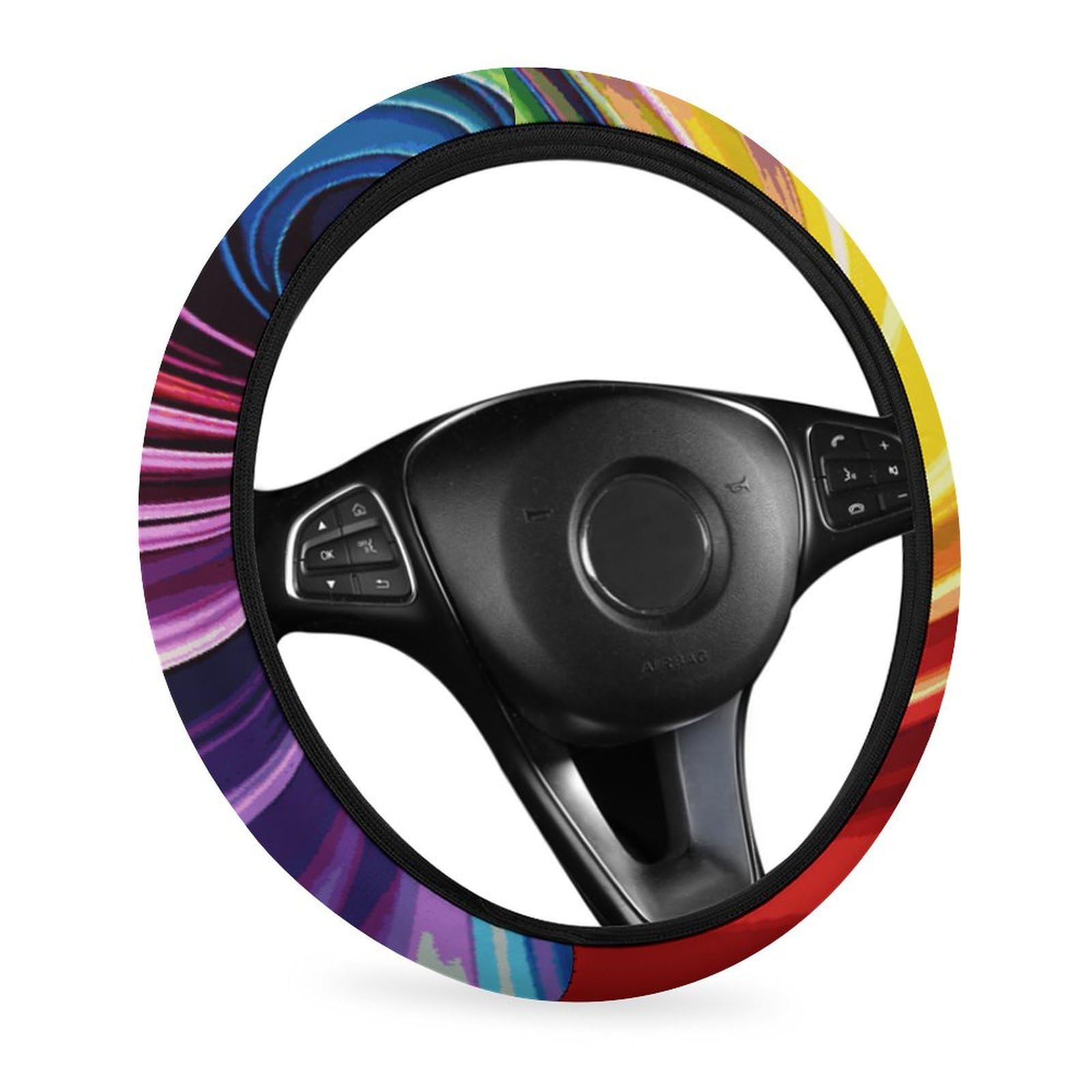 Auto-Lenkradbezug, rutschfest, für Damen, Regenbogenspirale, elastisch, dehnbar, 38,1 cm (15 Zoll) von NTVOWPZO