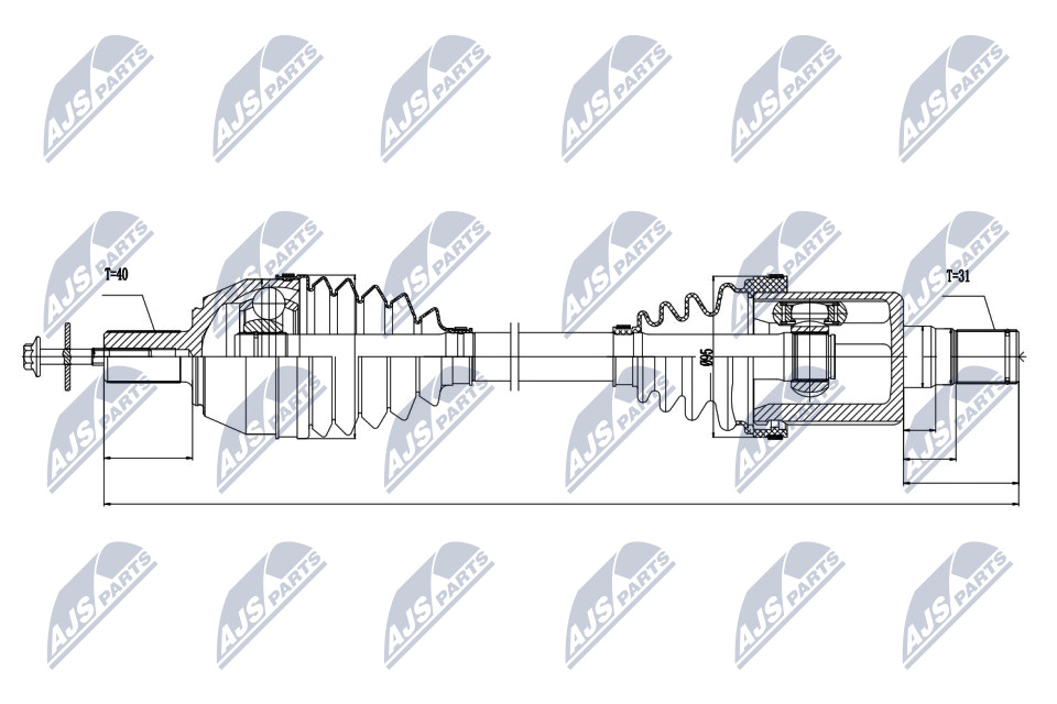 Antriebswelle Vorderachse NTY NPW-VV-023 von NTY