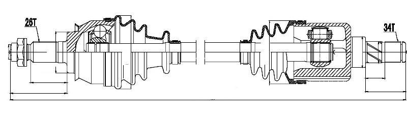 Antriebswelle Vorderachse links NTY NPW-BM-020 von NTY