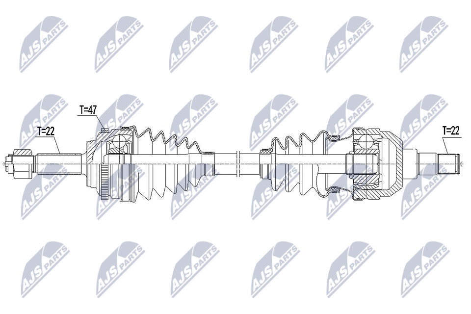 Antriebswelle Vorderachse links NTY NPW-DW-043 von NTY