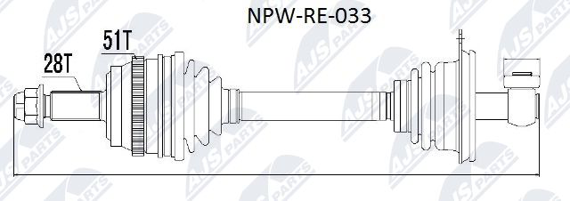 Antriebswelle Vorderachse links NTY NPW-RE-033 von NTY