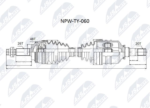 Antriebswelle Vorderachse links NTY NPW-TY-060 von NTY