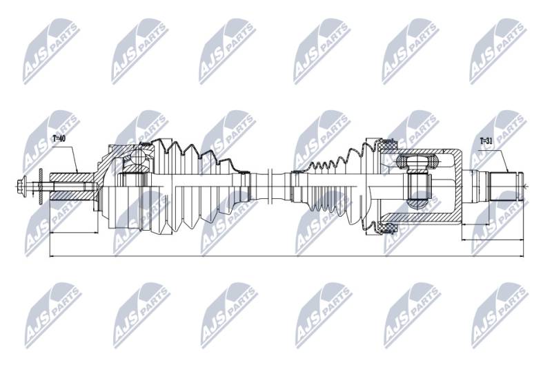 Antriebswelle Vorderachse links NTY NPW-VV-021 von NTY