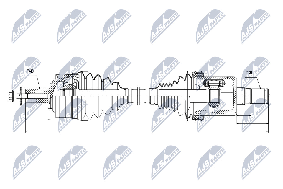 Antriebswelle Vorderachse links NTY NPW-VV-021 von NTY