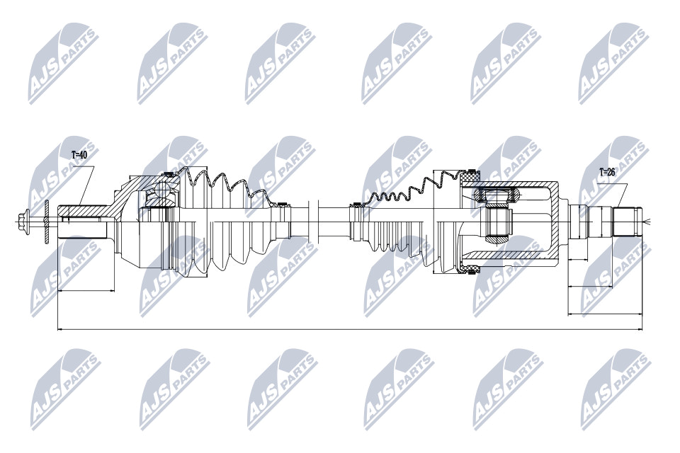 Antriebswelle Vorderachse links NTY NPW-VV-022 von NTY