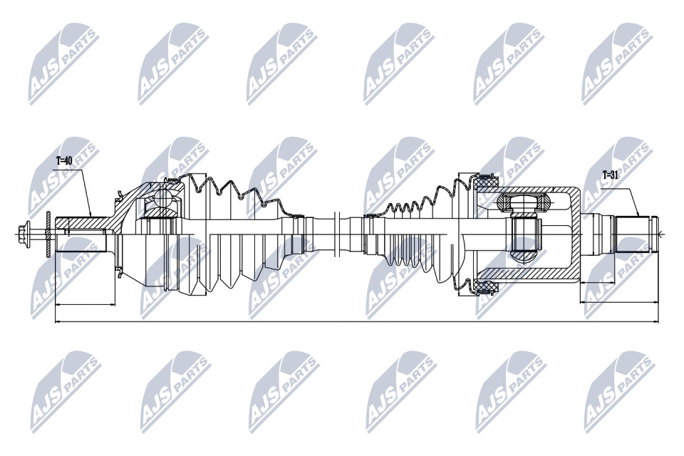 Antriebswelle Vorderachse links NTY NPW-VV-027 von NTY