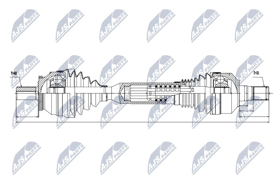 Antriebswelle Vorderachse links NTY NPW-VV-061 von NTY