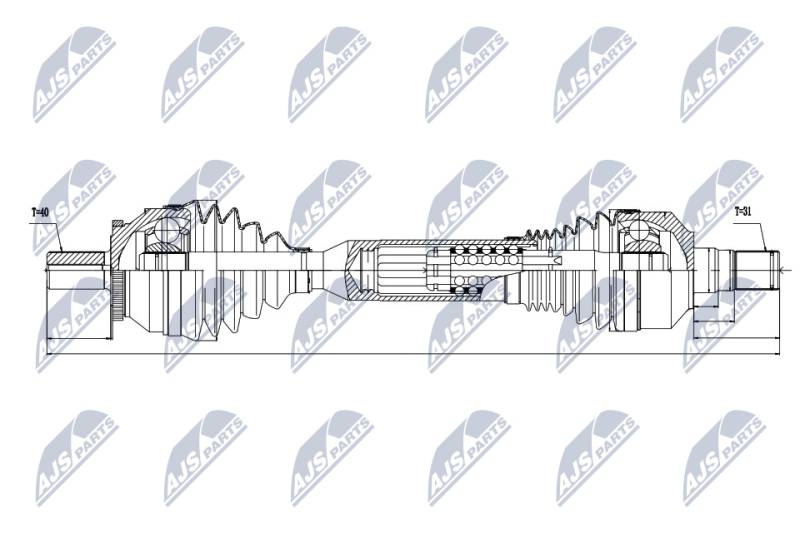 Antriebswelle Vorderachse links NTY NPW-VV-063 von NTY