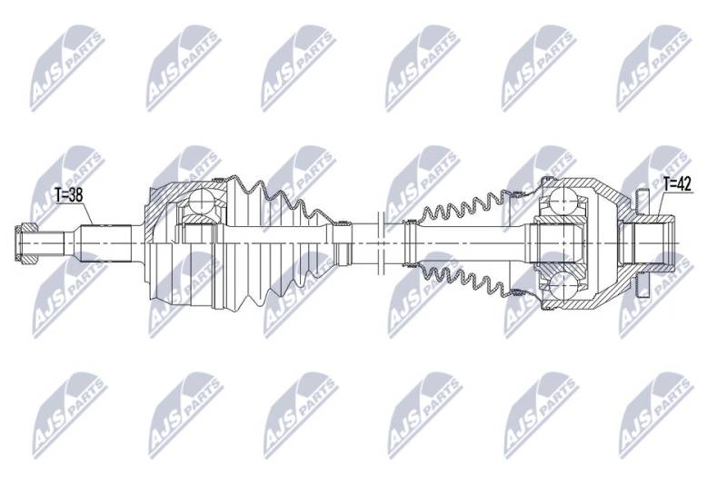 Antriebswelle Vorderachse links NTY NPW-VW-139 von NTY