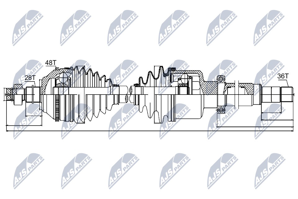 Antriebswelle Vorderachse rechts NTY NPW-FR-041 von NTY