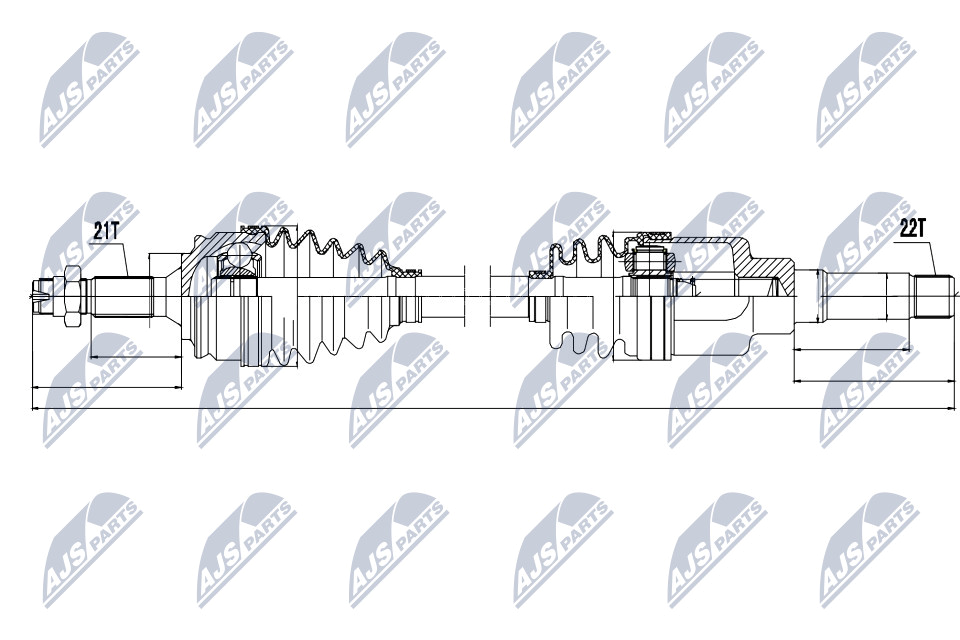 Antriebswelle Vorderachse rechts NTY NPW-PE-015 von NTY